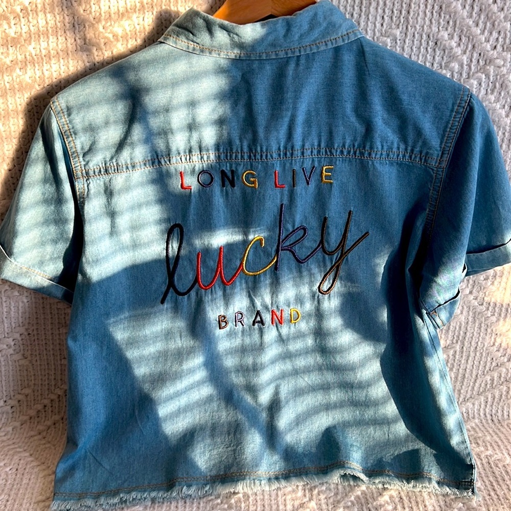 Lucky Brand big girls size XL embroidered button up shirt